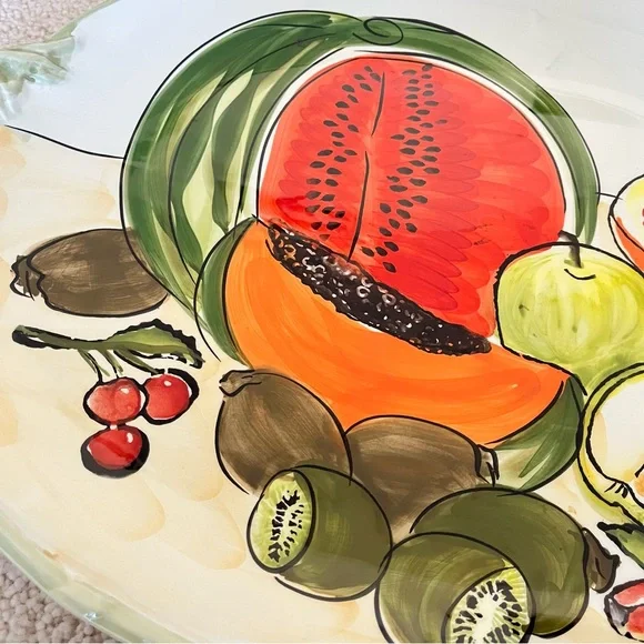 Vintage CWC Fruit Platter 26”x18” Ceramic Plate Made‎ in Italy EUC - Picture 9 of 9